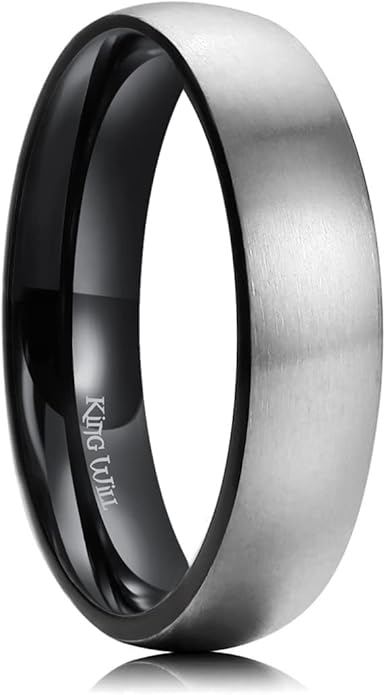 King Will Titanium Wedding Band for Men Women-Sliver/Black/Gold Plated Pure Titanium Wedding Ring, 3-9mm Widths Available Brushed Matte Design Comfort Fit Size 4-16