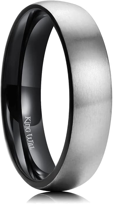 King Will Titanium Wedding Band for Men Women-Sliver/Black/Gold Plated Pure Titanium Wedding Ring, 3-9mm Widths Available Brushed Matte Design Comfort Fit Size 4-16