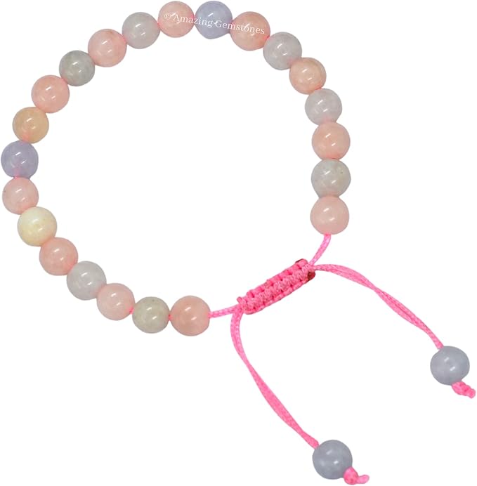 Amazing Gemstone Morganite Bracelet for Women Men's Gifts - Protection Healing Crystal Bracelet - 8mm Gemstones Beaded Adjustable Bracelet Pulseras para Hombres Mujer Stocking Stuffers