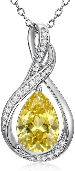 Teardrop Necklace 925 Sterling Silver Birthstone Necklace for Women Pendant Infinity Love Anniversary Birthday Jewelry Gifts for Mom Her Wife