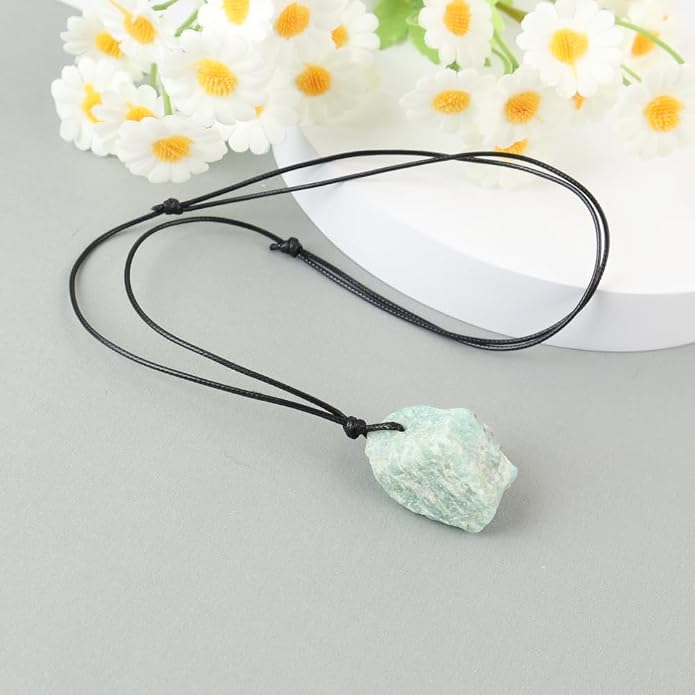 Natural Raw Crystal Necklace for Women Irregular Stone Necklaces Spiritual Gemstone Pendant with Adjustable Rope