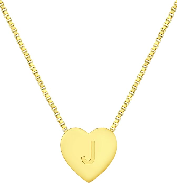 YL Initial Necklace 925 Sterling Silver Heart Letter Pendant A-Z Alphabet Cubic Zirconia Jewelry for Women