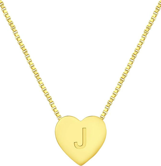 YL Initial Necklace 925 Sterling Silver Heart Letter Pendant A-Z Alphabet Cubic Zirconia Jewelry for Women