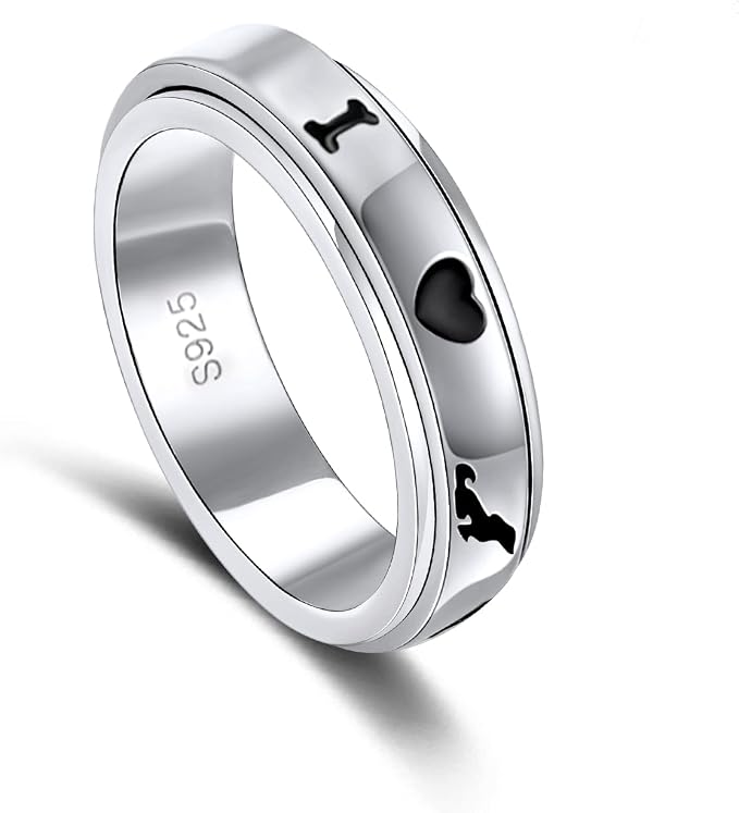 Fidget Ring Spinner Ring for Anxiety Women Men Daughter Real S925 Sterling Silver Fidget Ring