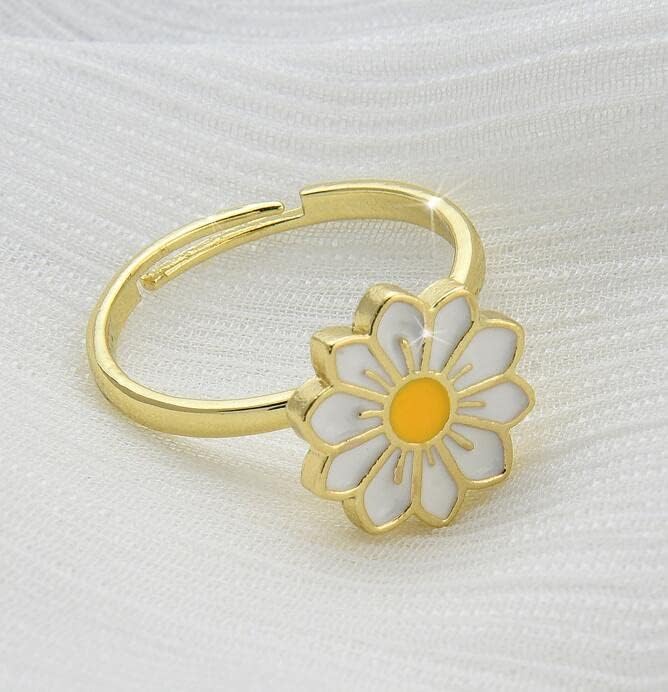 COLORFUL BLING Delicate Silver Cubic Zirconia Daisy Flower Butterfly Fidget Anxiety Rings for Women Adjustable Open Sunflowers Evil Eyes Stress Relief Stackable Rings