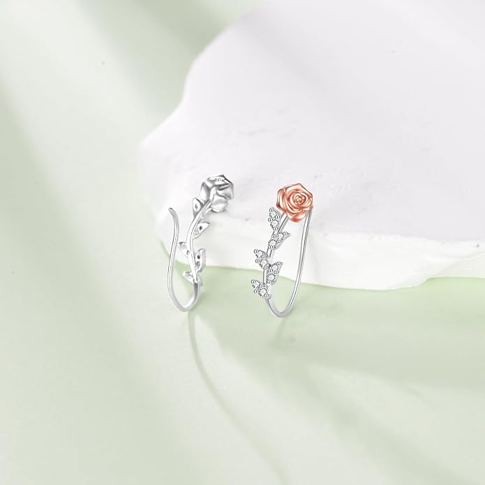 leaf/cherry blossom/purple orchid/celtic knot earrings Ear Climber Crawler Cuff Sterling Silver Wrap Earrings for Women