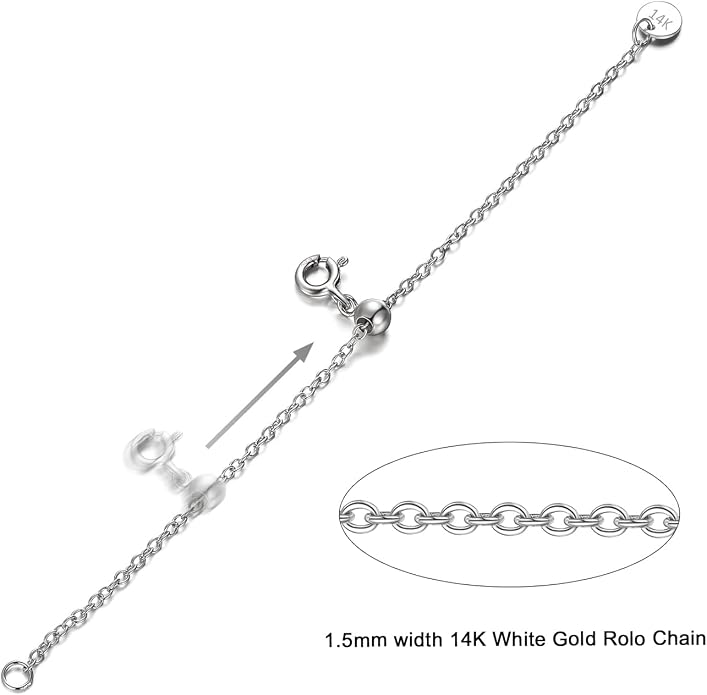1pc 925 Sterling Silver 1.5mm Necklace Extender Chain 4inch Bracelet Anklet Single Bead Extension Adjustable Length