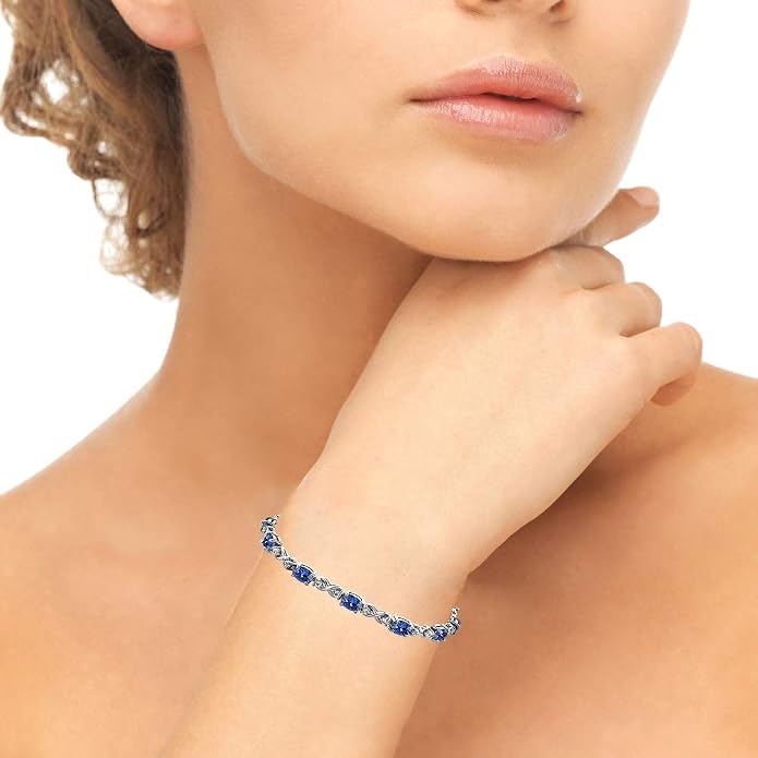 Sterling Silver 6x4mm Oval Infinity Bracelet Made with European Crystals