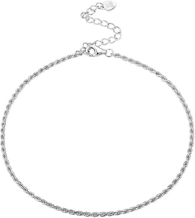 PROSILVER 925 Sterling Silver Ankle Bracelets For Women, Stylish Chain Anklets, Summer Beach Jewelry, 8.6-10.6 Inch Adjustable, Come with Box