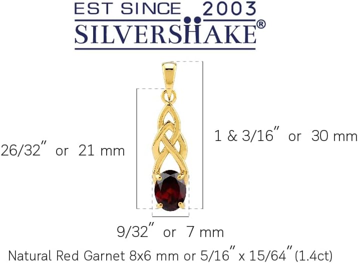Silvershake 8X6mm Oval Shape Birthstone Gemstone Antique Finishing or Yellow Gold Plated 925 Sterling Silver Celtic Knot Weave Solitaire Pendant or Pendant with 18 Inch Chain Necklace Jewelry for Women