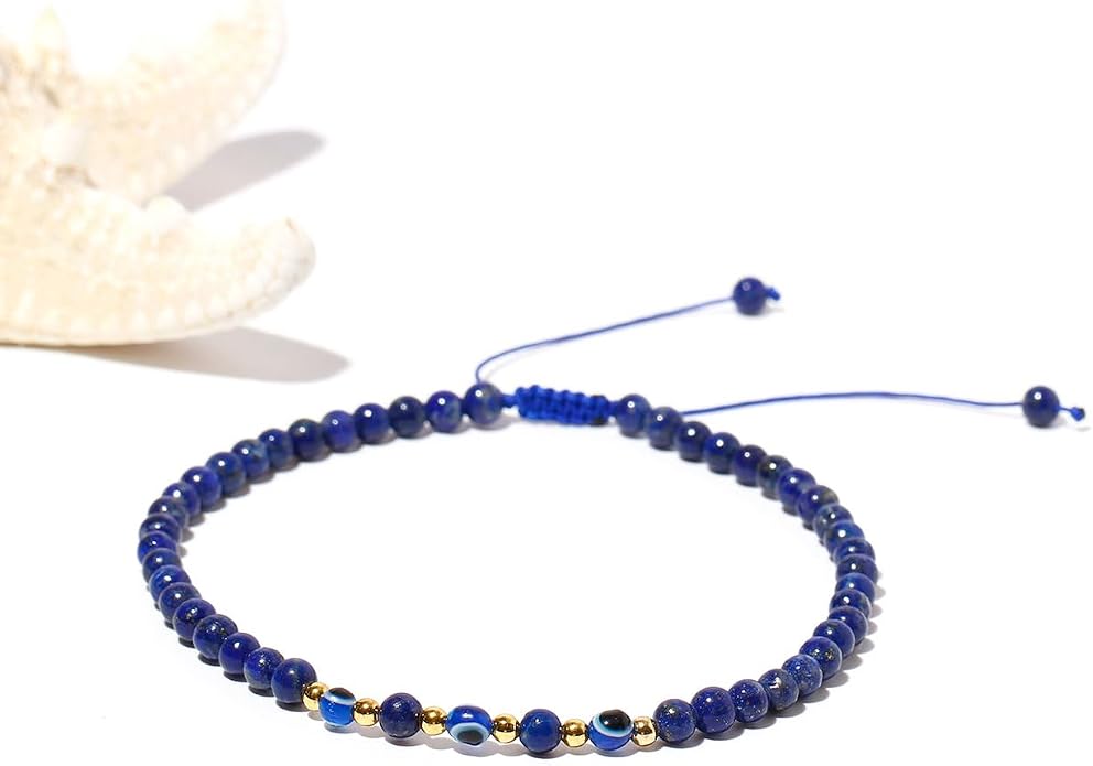 Evil Eye Ankle Bracelets for Women Beads Anklets Beach Accessiory Gemstone Healing Crystal Adjustable