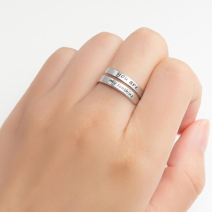 Yocoyee You are My Sunshine Finger Ring Engraved Inspirational Open Adjustable I am Enough Stars Statement Rings Gifts