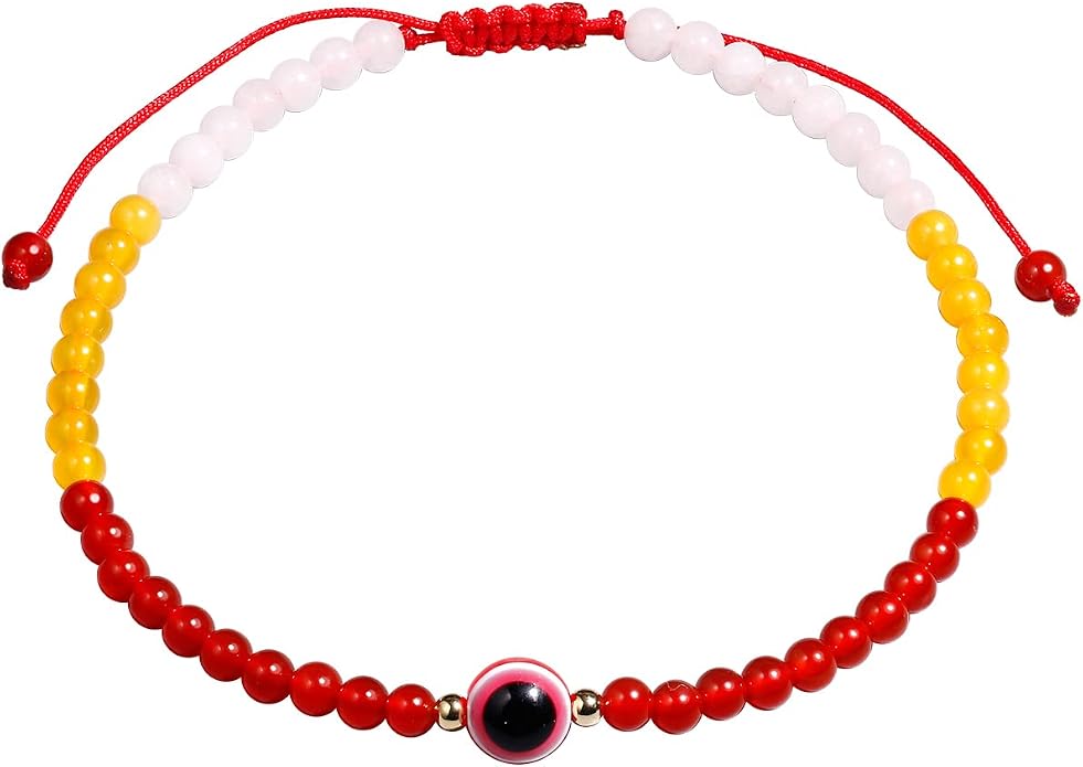 Evil Eye Anklet Bracelets for Women Energy Healing Crystals and Gemstones Worry Stone Beach Foot Meditation Yoga Jewelry