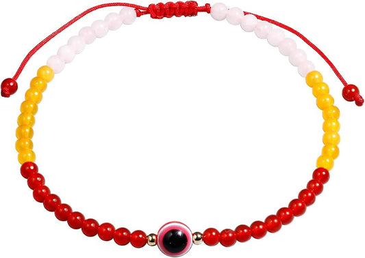 Evil Eye Anklet Bracelets for Women Energy Healing Crystals and Gemstones Worry Stone Beach Foot Meditation Yoga Jewelry