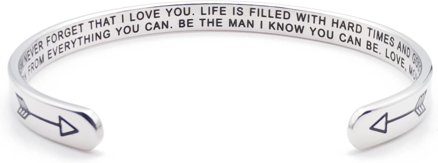 Dczosily Inspirational Bracelets for Women Stainless Steel Cuff Bracelet Engraved Jewelry Motivational Bangles Personalized Gifts for Best Friend/Mom