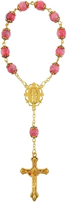 Autom Bulk Rosaries One Decade Rosary Prayer Bead Bracelets with Centerpiece and Crucifix