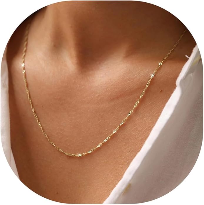 BAYLAY Gold Chain Necklace for Women - 18K Gold Plated Necklace Chain Dainty Gold Necklace for Women Gold Chain Gold Necklace Gold Jewelry Gifts Size 16/18/20/22/24/26 Inch