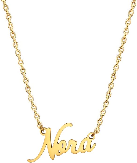 MOMOL 18K Gold Plated Stainless Steel Name Necklace Personalized Custom Name Necklace Customized Nameplate Necklace for women