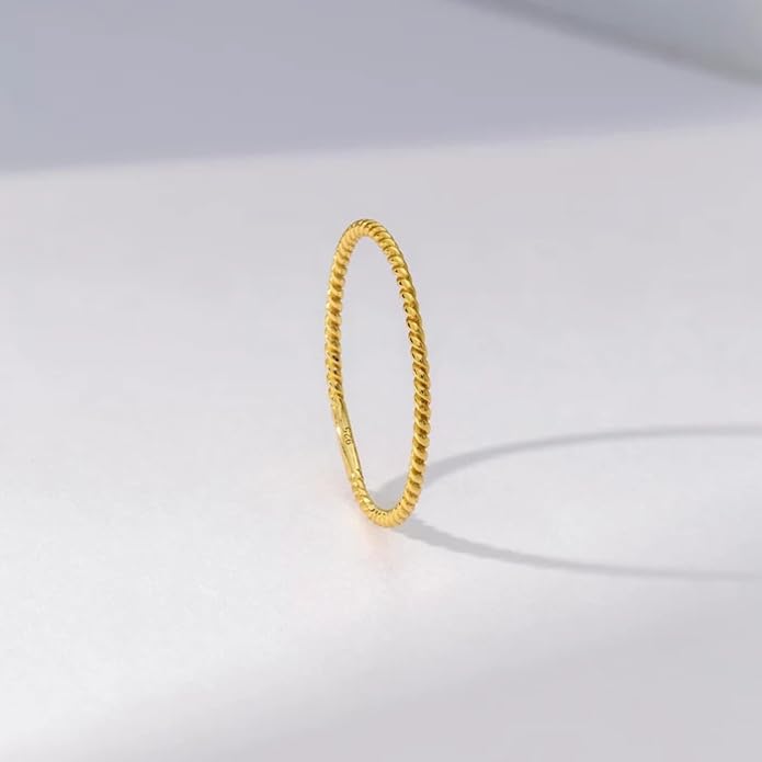 14K Gold Vermeil Ring for Women, Minimalist Stackable Band, 925 Sterling Silver Statement & Everyday Jewelry, Gifts for Women