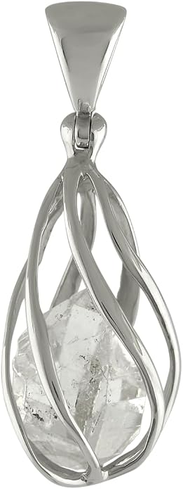 Starborn Gemstone teardrop Style Cage Pendant Sterling Silver