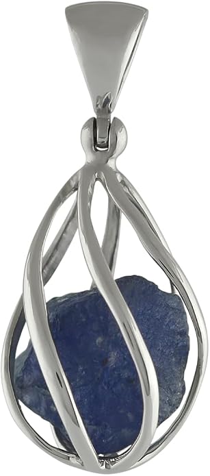 Starborn Gemstone teardrop Style Cage Pendant Sterling Silver