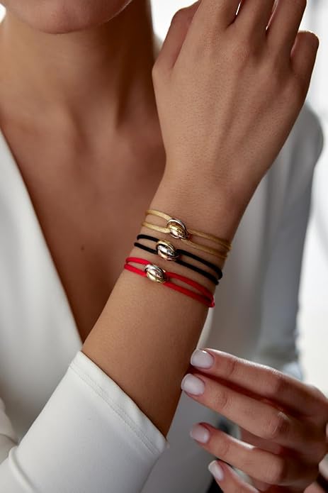 Joy-D 3 Rings Bracelet - String Bracelet with 3 Colors Rings, Adjustable Cord, High Quality Women&Men Bracelet, Gold Jewelry, Perfect Gift for Her&Him