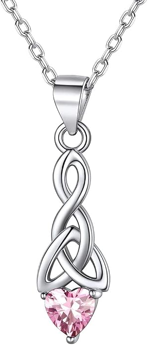 ChicSilver Bow and Cat Birthstone Necklace, 925 Sterling Silver Pendant Necklaces for Women, Hypoallergenic Silver Choker with 16 inch Rolo Chain, 12 Months Jewelry for Valentines Mothers Day Christmas