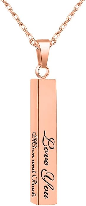 Personalized 3D Vertical Bar Necklace, Custom Necklace Engraved with Any Name Pendant Jewelry Mothers Day Gift