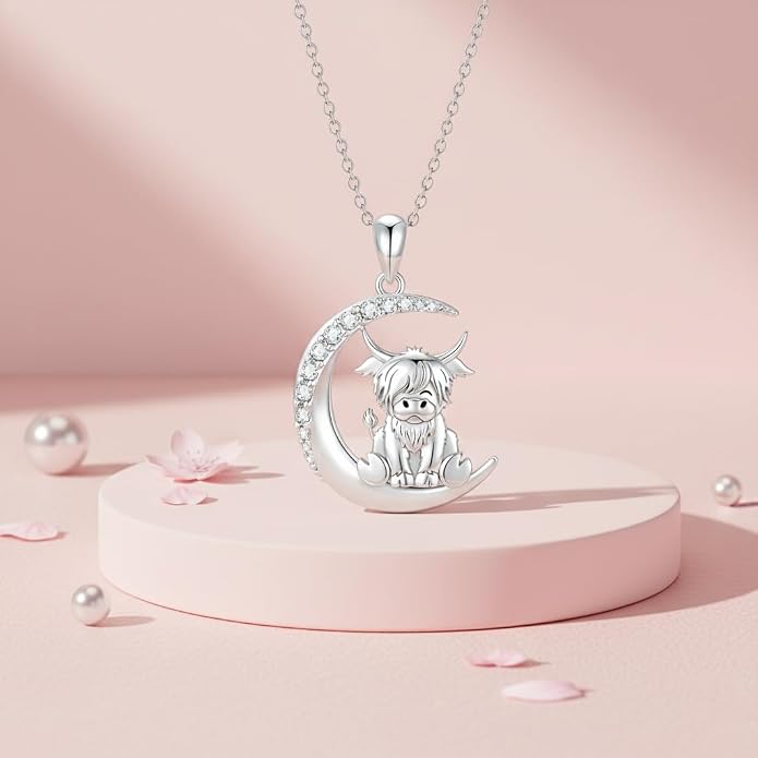 PROESS Animal Birthstone Necklace 925 Sterling Silver Otter/Axolotl/Hippo/Elephant/Dachshund/Monkey/Red Panda Pendant Necklace Animal Birthstone Jewelry Gifts for Women