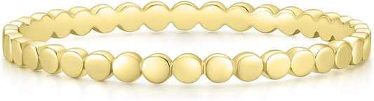 Mameloly 1.5mm 14K Gold Plated Wedding Bands for Women Dainty Stackable Thin Dot Ring Statement Ring Size 3-12
