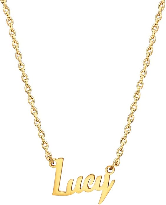 MOMOL 18K Gold Plated Stainless Steel Name Necklace Personalized Custom Name Necklace Customized Nameplate Necklace for women