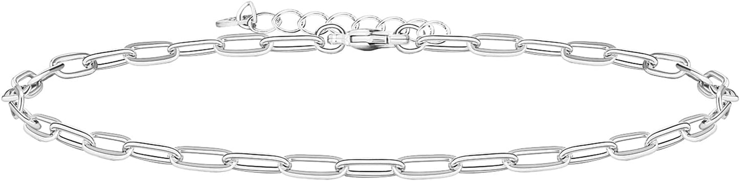 PAVOI 14K Gold Plated Chain Anklets for Women - Minimalist Link Chain Ankle Bracelet - Dainty Gold Anklets for Women - Trendy Summer Beach Jewelry Gifts - Snake, Figaro, Mariner, Paperclip, Beaded
