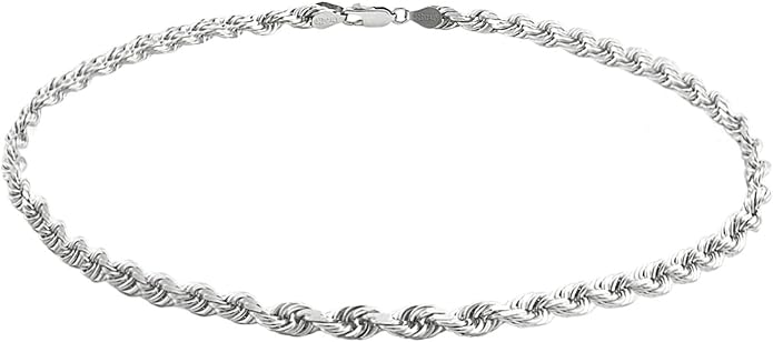 Savlano 925 Sterling Silver Solid Italian Figaro, Rope,Herringbone, Curb, Ball Bead, Snake, Mariner Chain Anklet for Women, Comes in 0.8mm - 5mm With Gift Box