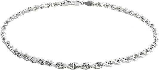 Savlano 925 Sterling Silver Solid Italian Figaro, Rope,Herringbone, Curb, Ball Bead, Snake, Mariner Chain Anklet for Women, Comes in 0.8mm - 5mm With Gift Box