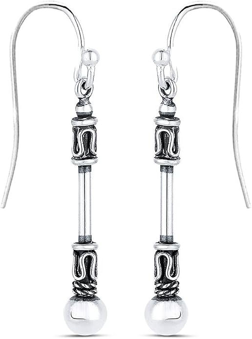 LeCalla 925 Sterling Silver Filigree Dangle Drop Earrings | Lightweight Antique Balinese Teardrop Dangle Drop Earring for Women