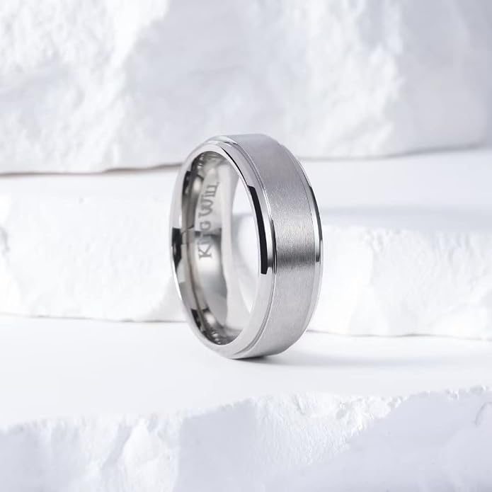 King Will Titanium Wedding Band for Men Women- 3-10mm Width Black/Sliver/Gold High Purity Titanium Promise Wedding Ring Comfort Fit for Daily Wear Size 6-14