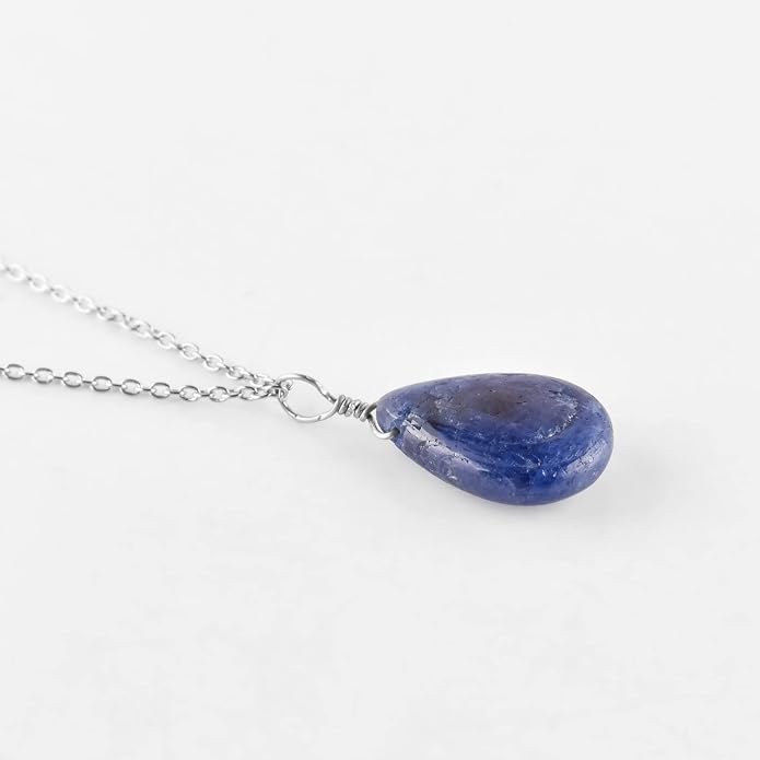 Raw Gemstone Dainty Pendant Necklace for Women, Trendy Healing Chakra Crystal, Birthstone Handmade 925 Sterling Silver Adjustable 18 inch Chain Jewelry, Birthday Gifts