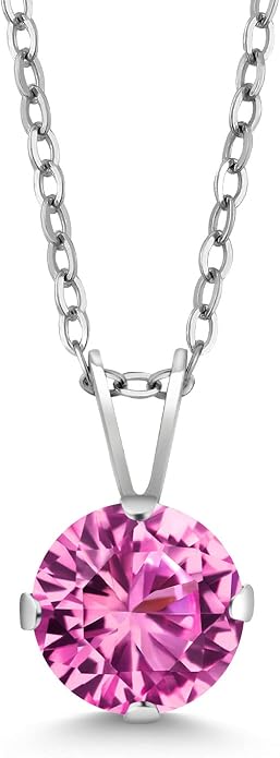 Gem Stone King 7MM Round Gemstone Birthstone Pendant Necklace For Women | 925 Sterling Silver | With 18 Inch Silver Chain | Fine Jewelry Gifts for Women Her Mom Wife