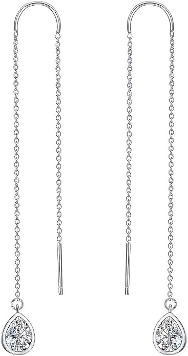Teardrop Earrings Threader Earrings 925 Sterling Silver Droplet Jewelry Drop Dangle Long Charm Earrings for Women Girls Birthday Gifts
