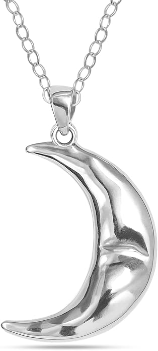 LeCalla 925 Sterling Silver Pendant Necklace | Crescent Moon and Star Necklace Jewelry | Handmade Charm Pendant Necklace for Women | Adjustable Chain Necklace Gifts for Women Valentine s Day, Mother s Day
