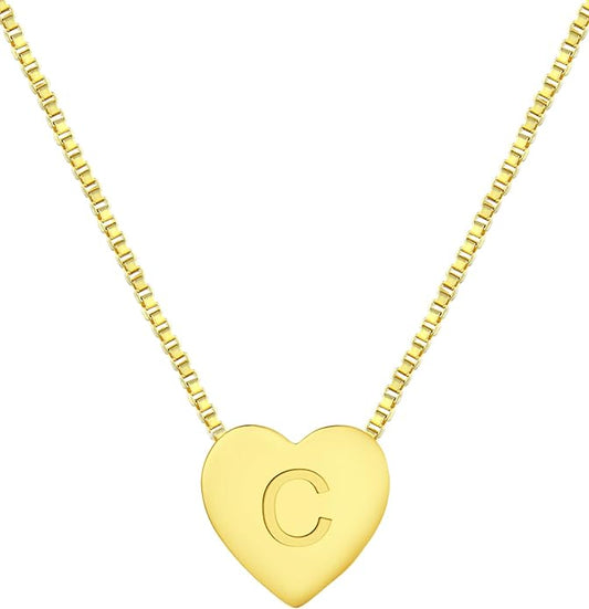 YL Initial Necklace 925 Sterling Silver Heart Letter Pendant A-Z Alphabet Cubic Zirconia Jewelry for Women