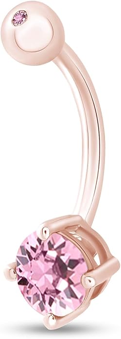 AFFY Round Shape Body Piercing Curved Barbells, Floating Navel Belly Piercing Button Premium Surgical Steel Ring in 14K Gold Over Sterling Silver