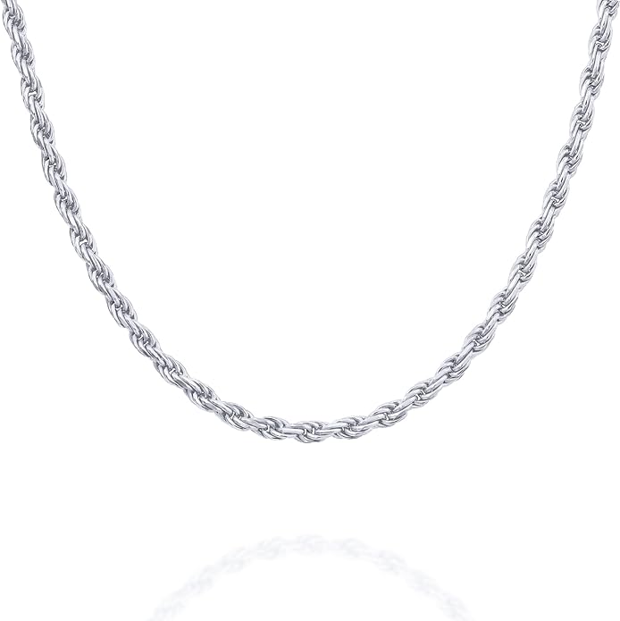 PAVOI 22K Gold Plated Chain Necklace For Women | Italian Solid 925 Sterling Silver Necklace for Men | Cuban Link, Rope, Snake & Rope Diamond-Cut Herringbone | Trendy Unisex Jewelry