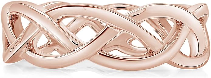 AFFY Celtic Knot Eternity Wedding Band Ring for Women, 14K Gold Plated 925 Sterling Silver, Engagement Promise Ring, Unique Celtic Jewelry Gift