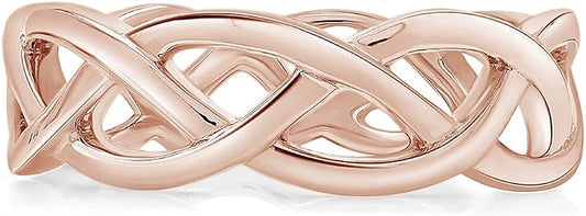 AFFY Celtic Knot Eternity Wedding Band Ring for Women, 14K Gold Plated 925 Sterling Silver, Engagement Promise Ring, Unique Celtic Jewelry Gift
