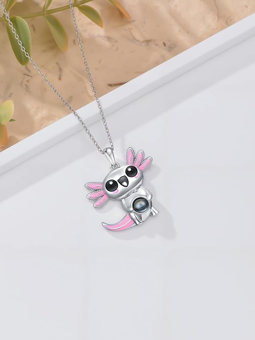 Dorunmo Axolotl Necklace 925 Sterling Silver Axolotl Birthstone Pendant Cute Animal Axolotl Jewelry Gifts for Women