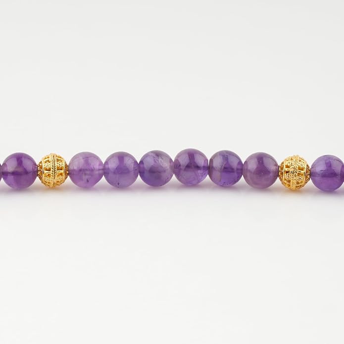AAA Grade Natural Gemstone Beaded Bracelet, 14K Gold Plated with Evil Charm, Wicca & Reiki Healing Crystals, Handmade Bohemian Jewelry, Christmas Gift for Women (7+1inch)