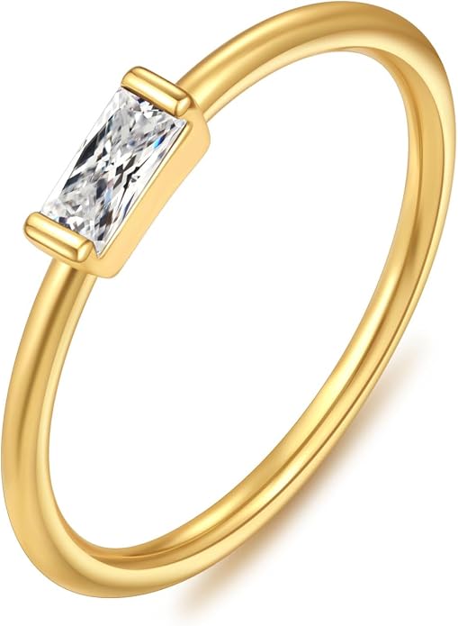 KOHOTA Silver Birthstone Rings for Women Dainty Stackable Engagement Wedding Promise Rings Non Tarnish CZ Emerald Green Gemstone Ring Mothers Birthday Gift Size 6-10