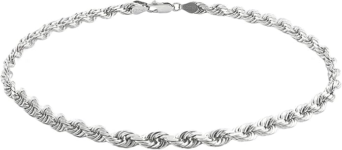 Savlano 925 Sterling Silver Solid Italian Figaro, Rope,Herringbone, Curb, Ball Bead, Snake, Mariner Chain Anklet for Women, Comes in 0.8mm - 5mm With Gift Box