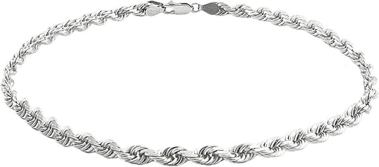 Savlano 925 Sterling Silver Solid Italian Figaro, Rope,Herringbone, Curb, Ball Bead, Snake, Mariner Chain Anklet for Women, Comes in 0.8mm - 5mm With Gift Box
